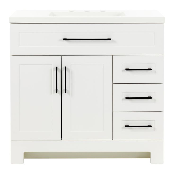 Style Selections Cauley 36-in White Single Sink Bathroom Vanity with White Cultured Marble Top