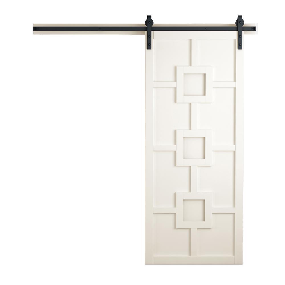 42 in. x 84 in. Mod Squad Bright White Wood Sliding Barn Door with Hardware Kit - Super Arbor