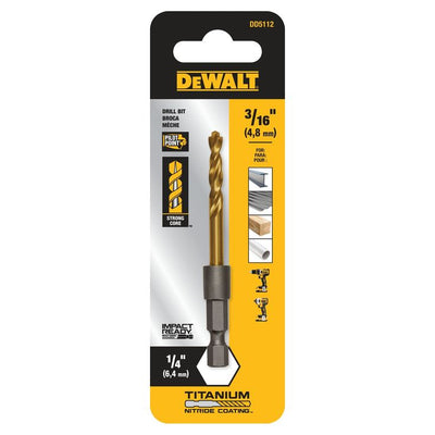 DEWALT 3/16-in x 6-in Titanium Twist Drill Bit