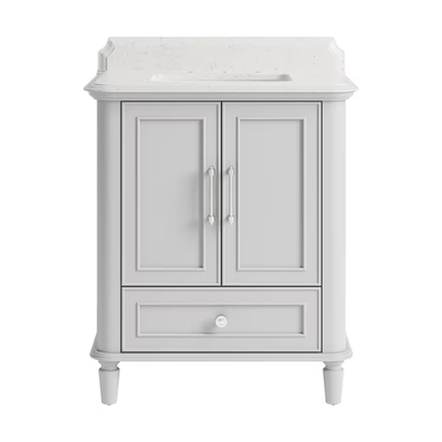 allen + roth Colchester 30-in Light Gray Undermount Single Sink Bathroom Vanity with Ocean White Engineered Stone Top