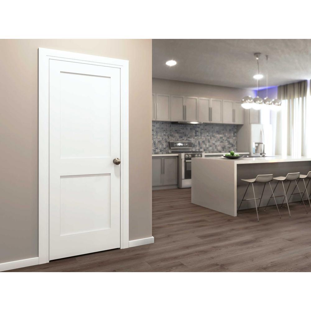 30 in. x 80 in. x 1-3/8 in. Shaker White Primed 2-Panel Solid Core Wood Interior Slab Door - Super Arbor