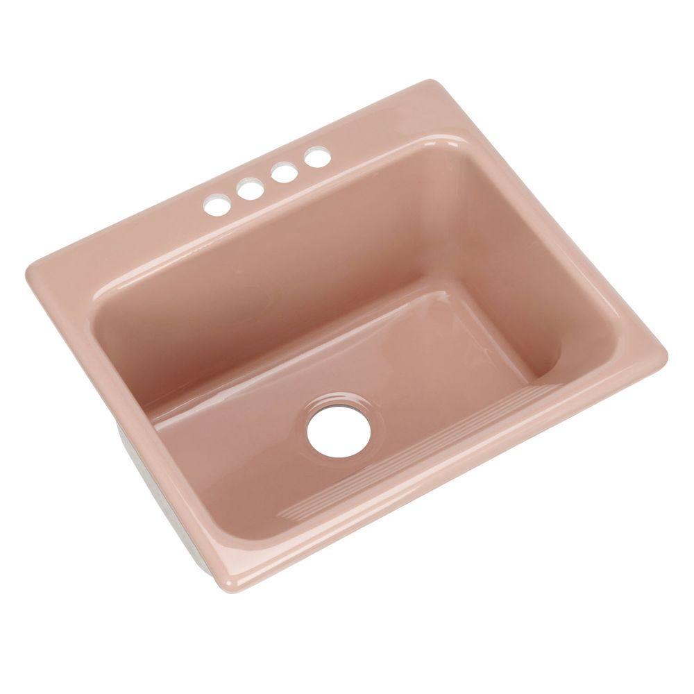 Kensington Drop-In Acrylic 25 in. 4-Hole Single Bowl Utility Sink in White - Super Arbor