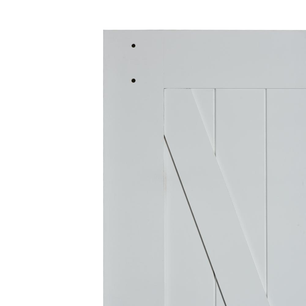 43 in. x 84 in. Z Planked Primed MDF Solid Core Wood Barn Door with Matte Black Sliding Door Hardware Kit - Super Arbor