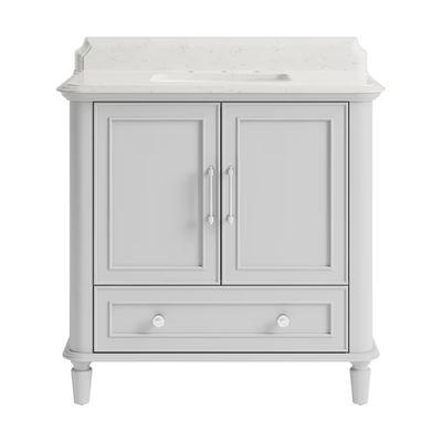 allen + roth Colchester 36-in Light Gray Undermount Single Sink Bathroom Vanity with Ocean White Engineered Stone Top