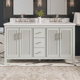 Style Selections Alaia 60-in Muse Gray Undermount Double Sink Bathroom Vanity with White Engineered Stone Top
