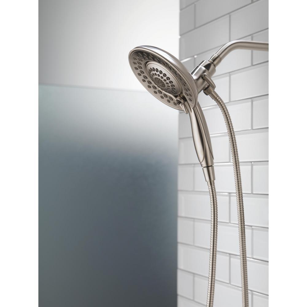 In2ition Two-in-One 5-Spray 6.8 in. Dual Wall Mount Fixed and Handheld Shower Head in Stainless - Super Arbor