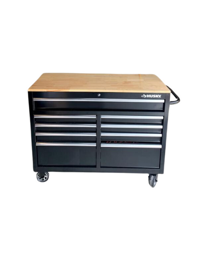 Husky 46 in. 9-Drawer Mobile Workbench in Black