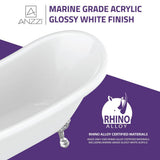 Belissima 69.29 in. Acrylic Double Slipper Clawfoot Non-Whirlpool Bathtub in White with Chrome Lion's Paw Feet - Super Arbor