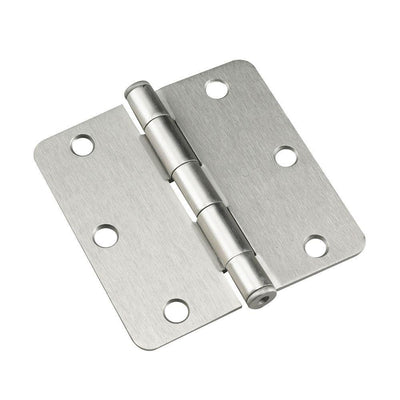 (2-Pack) 3-1/2 in. x 3-1/2 in. Brushed Nickel Full Mortise Butt Hinge with 1/4 in. Radius - Super Arbor