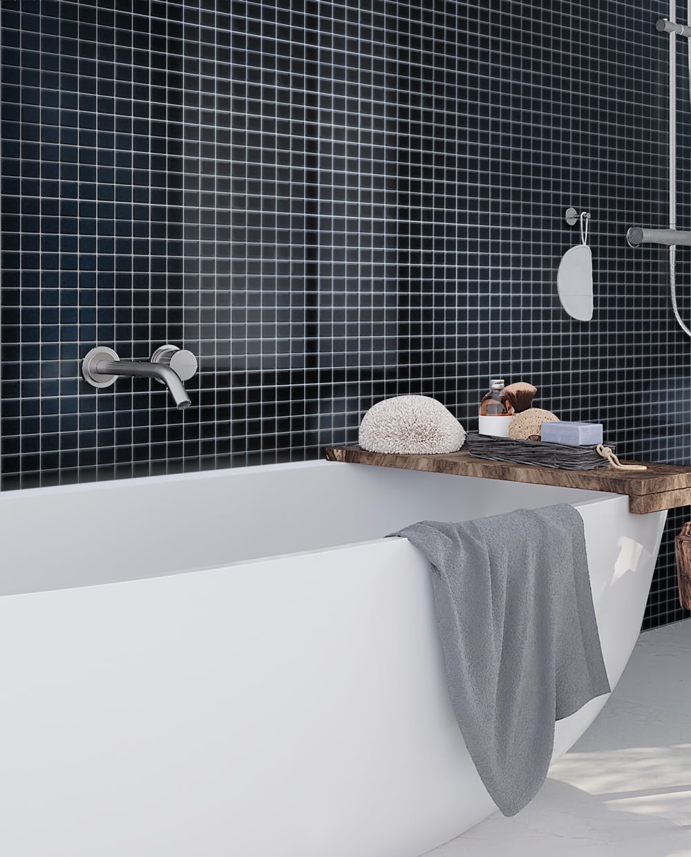 Apollo Tile (Sample) Floor and Wall Tile Black 4in x 4in Matte Glass