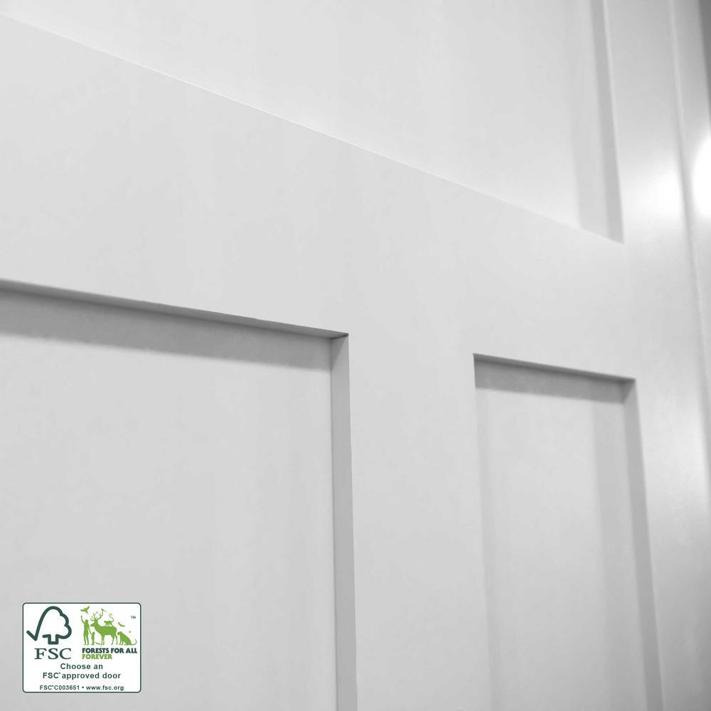 30 in. x 80 in. x 1-3/8 in. Shaker White Primed T-Shape 3-Panel Solid Core Wood Interior Slab Door - Super Arbor