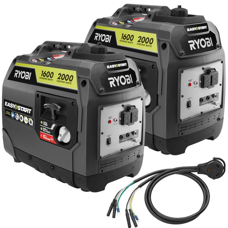 ryobi portable power station Ryobi 2,000-Watt Gray Gasoline Powered Digital Inverter Generator with Parallel Combo Kit