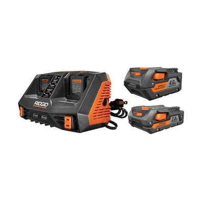 18-Volt Lithium-Ion Dual Port Sequential Charger Kit with One 4.0 Ah Battery and One 2.0 Ah Battery - Super Arbor