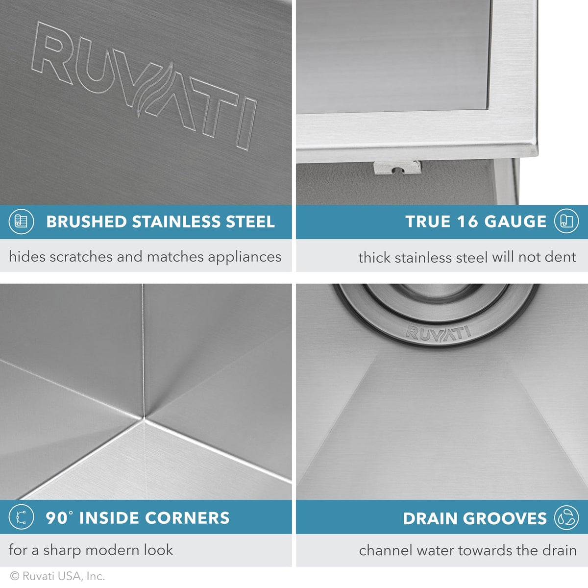 Ruvati Brushed Stainless Steel Drop-In Laundry Sink 25-inch x 22-inch