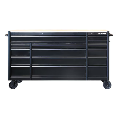 Kobalt 71-in L x 42.7-in H 15-Drawers Rolling Black Wood Work Bench