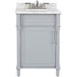 Aberdeen 24 in. W x 20 in. D Bath Vanity in White with Carrara Marble Top with White Sink - Super Arbor