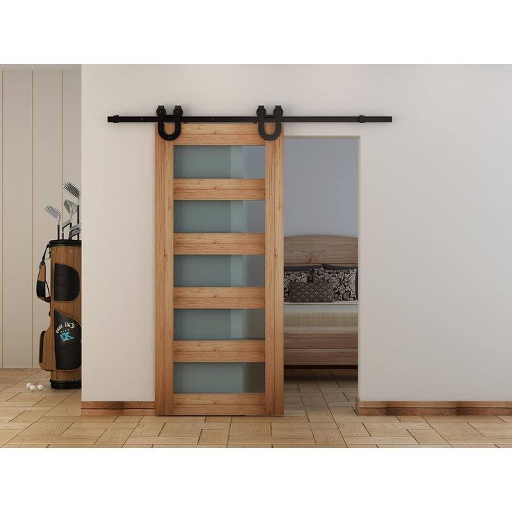 72 in. Black Horseshoe Sliding Barn Door Track and Hardware Kit