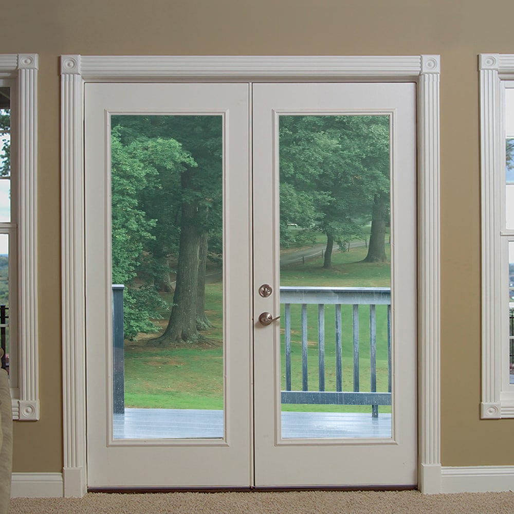 JELD-WEN 60-in x 80-in 4-9/16-in Low-E Currant Fiberglass French Right-Hand Outswing Double Patio Door