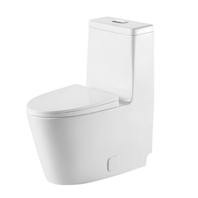 1-Piece Elongated Dual-Flush 1.28 GPF/0.88 GPF High Efficiency Skirted Toilet All-in-One Toilet in White Seat Included - Super Arbor