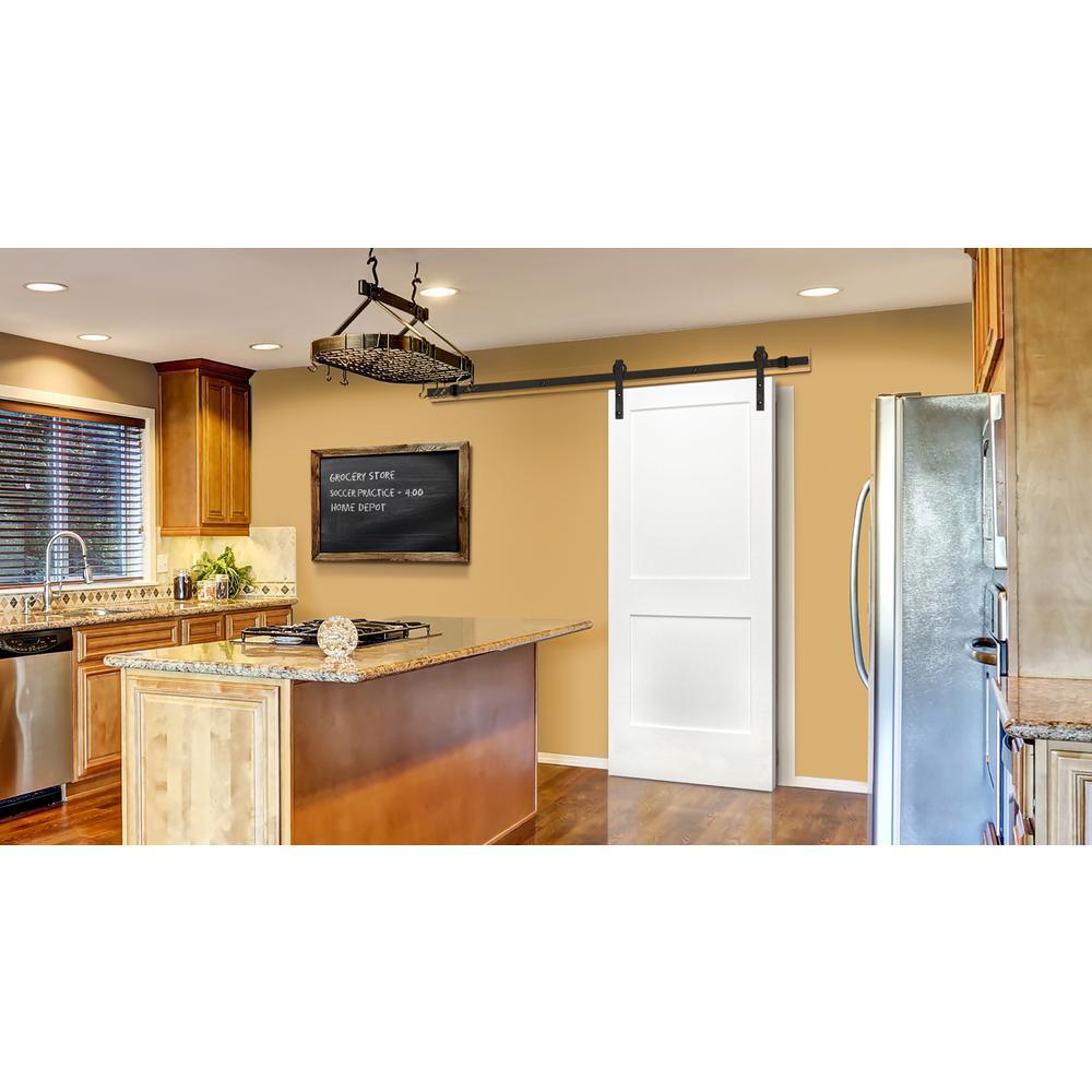32 in. x 80 in. Shaker 2-Panel Unfinished Solid Core Primed PineWood Interior Sliding Barn Door with Bronze Hardware Kit - Super Arbor