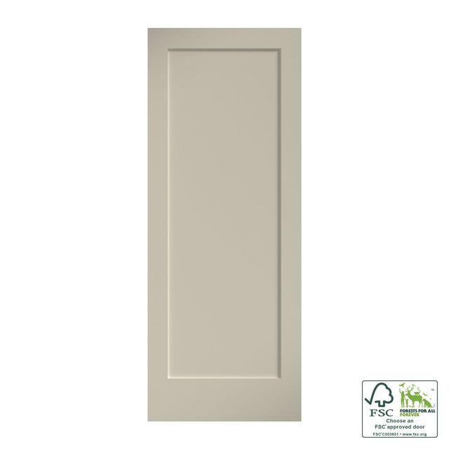 30 in. x 80 in. x 1-3/8 in. Shaker White Primed 1-Panel Solid Core Wood Interior Slab Door