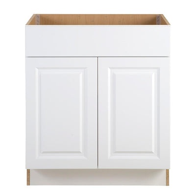 Benton Assembled 30x34.5x24 in. Sink Base Cabinet with False Drawer Front in White - Super Arbor