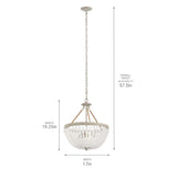 Kichler Kona Cay 3-Light Distressed Antique White Coastal Frosted Glass Bowl Medium Hanging Pendant Light