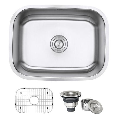 24 in. Single Bowl Undermount 16-Gauge Stainless Steel Kitchen Sink