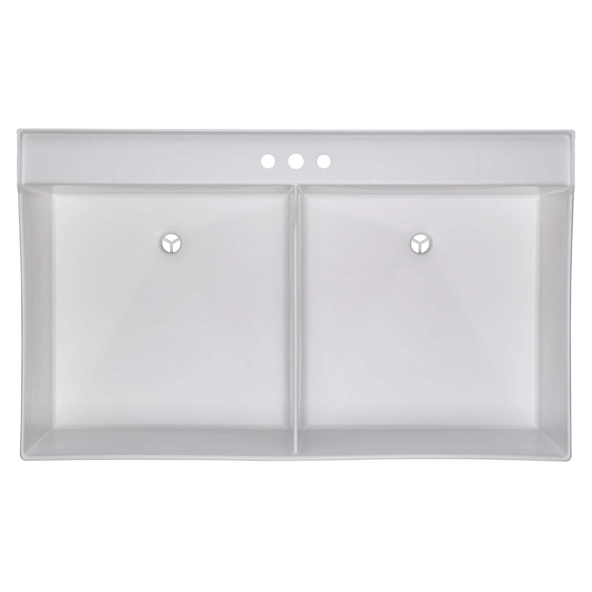 Mustee 25-in x 40-in 2-Basin Wall Mount Laundry Sink with Faucet