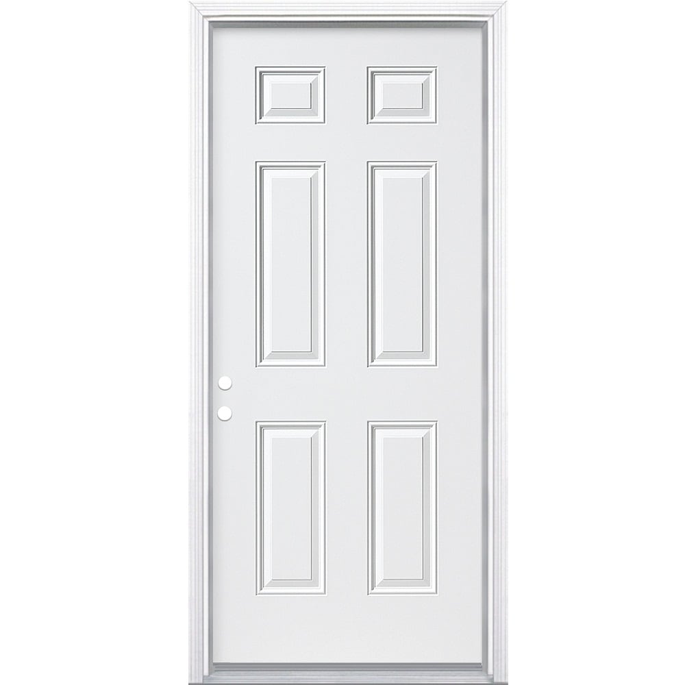 Masonite 32-in x 80-in Steel Right-Hand Inswing Primed Fire-Rated Prehung Single Front Door with Brickmould