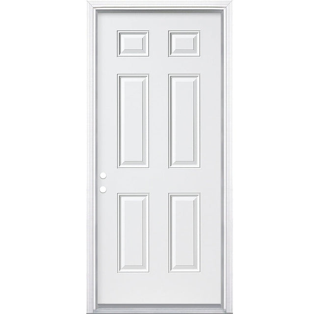 Masonite 32-in x 80-in Steel Right-Hand Inswing Primed Fire-Rated Prehung Single Front Door with Brickmould
