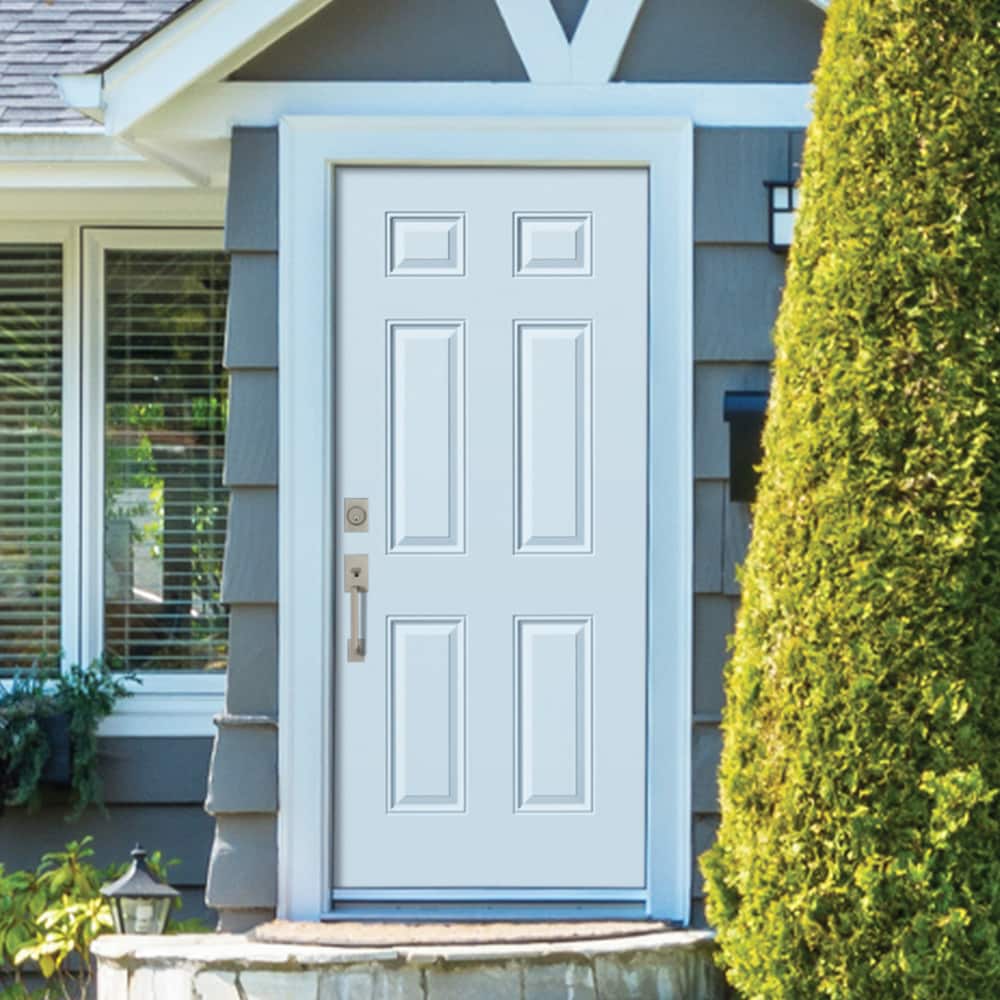 Masonite 34-in x 80-in Steel Universal Reversible Primed White Slab Front Door with Insulating Core