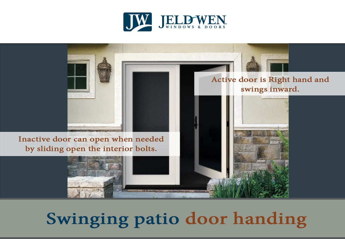 JELD-WEN 60-in x 80-in 4-9/16-in Low‑E Blinds-Between-the-Glass Primed Fiberglass French Right-Hand Inswing Double Patio Door, Brickmould Included