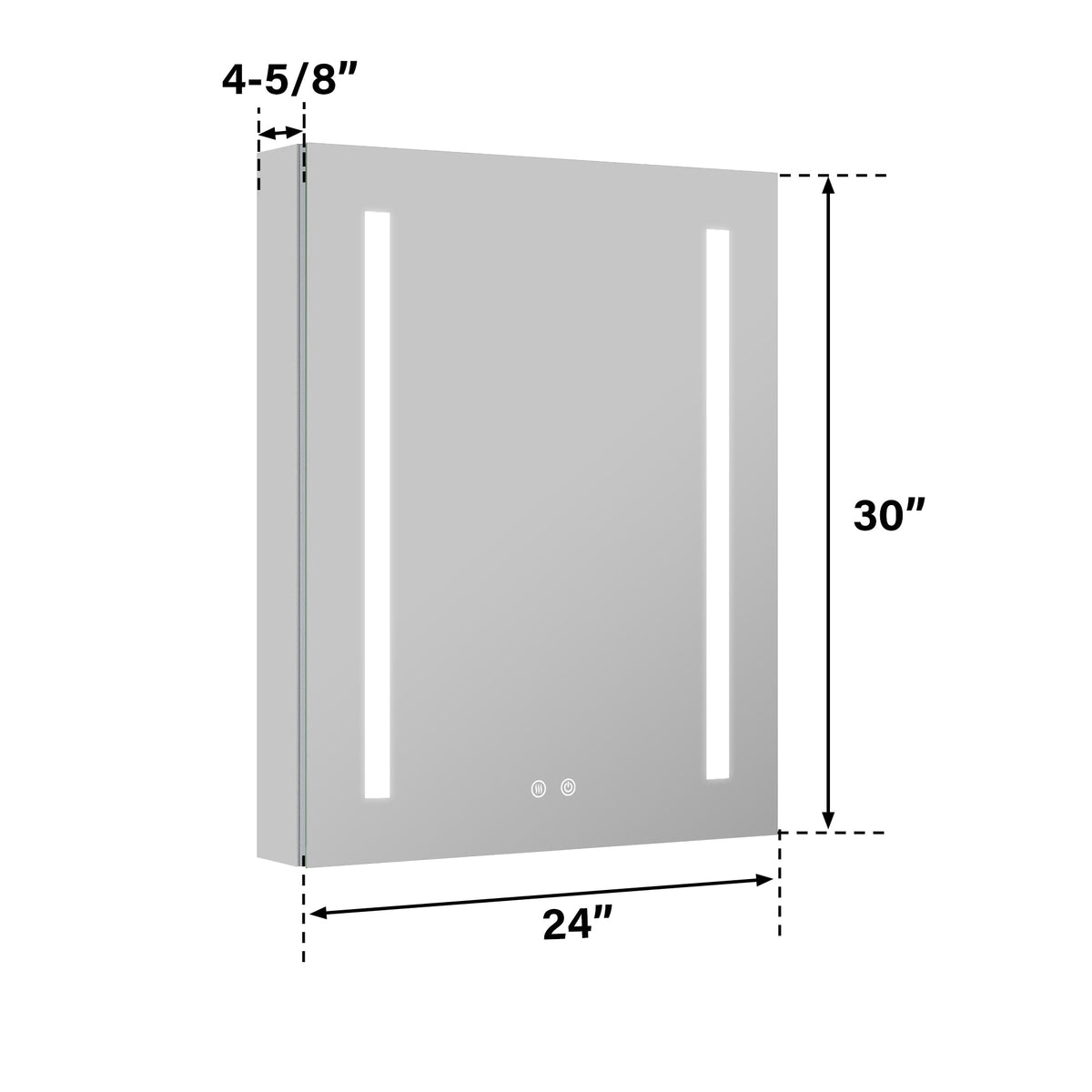 WELLFOR VICK 24-in x 30-in Lighted LED Fog Free Surface/Recessed Mount Silver Mirrored Soft Close Medicine Cabinet with Outlet