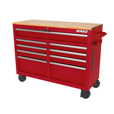 Kobalt 46.1-in L x 37.2-in H 9-Drawers Rolling Red Wood Work Bench