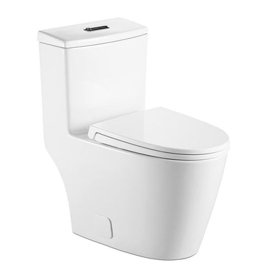 1-Piece 1.28 GPF Dual Flush High Efficiency Elongated Toilet in White, Seat Included - Super Arbor