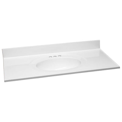 43 in. W x 22 in. D Cultured Marble Vanity Top in Solid White with Solid White Basin and 4 in. Faucet Spread - Super Arbor