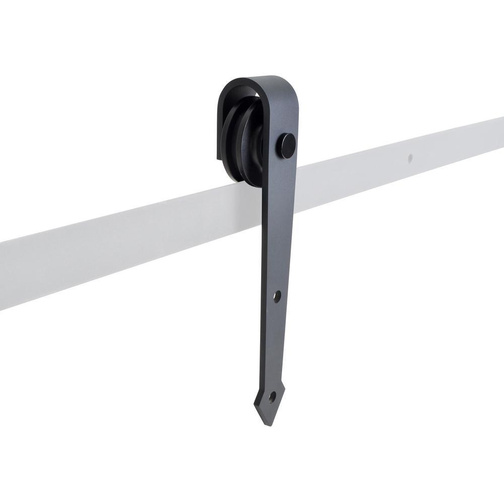72 in. Matte Black Vintage Arrow Barn Style Sliding Door Track and Hardware Set - Super Arbor