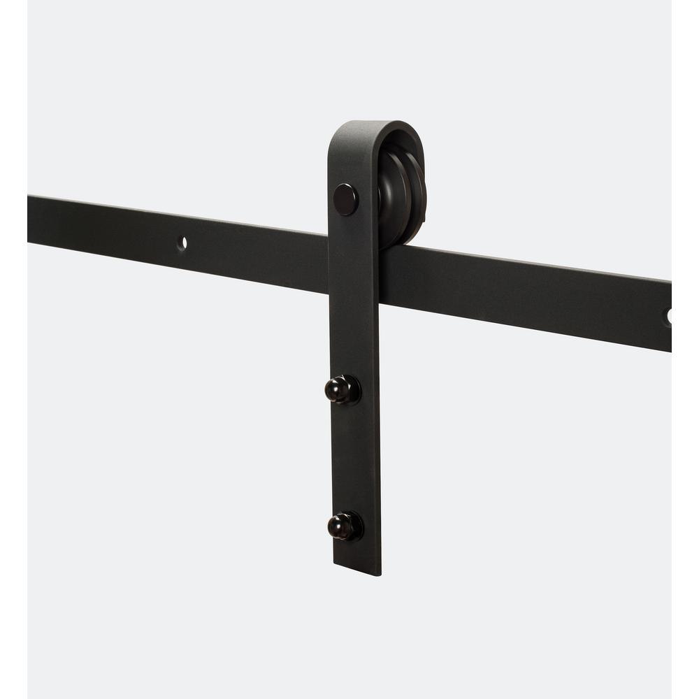 78 in. Soft Close Black Solid Steel Sliding Rolling Barn Door Hardware Kit for Single Wood Doors - Super Arbor