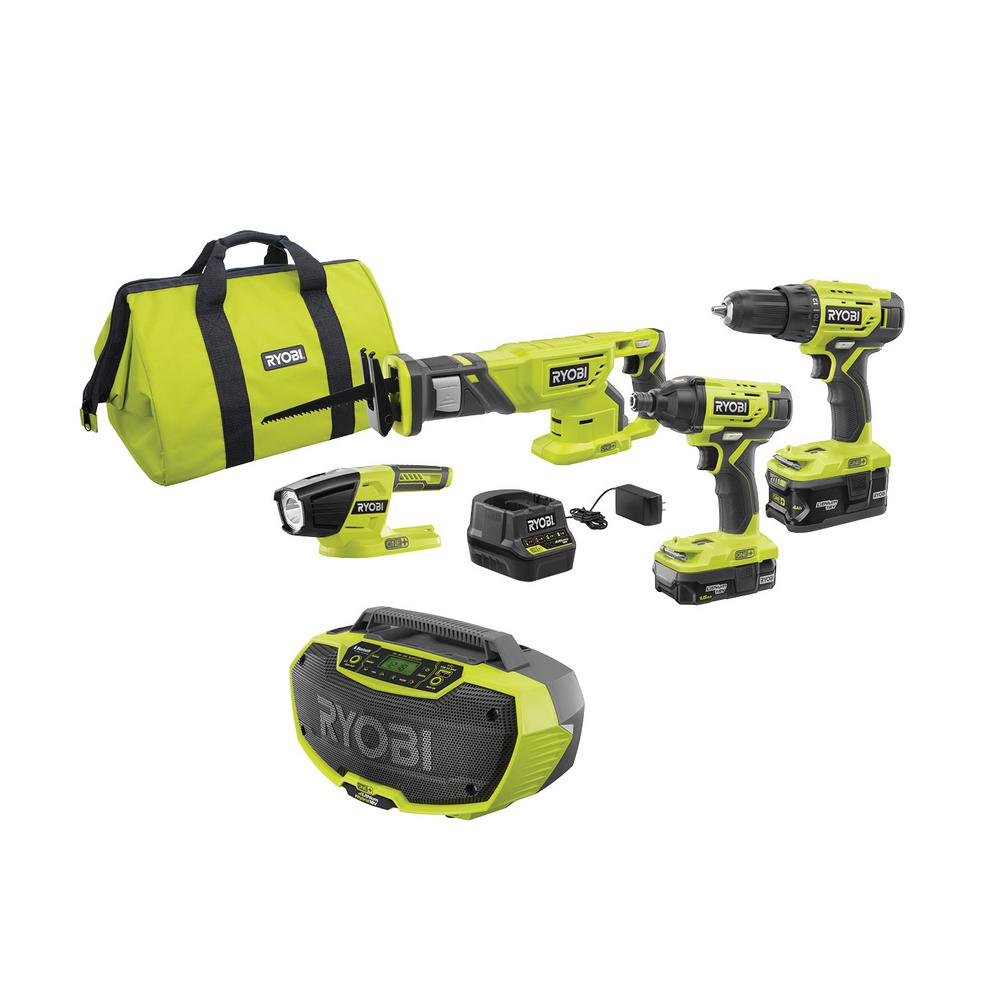 18-Volt ONE+ Lithium-Ion Cordless 6-Tool Combo Kit with (2) Batteries, Charger, and Bag - Super Arbor