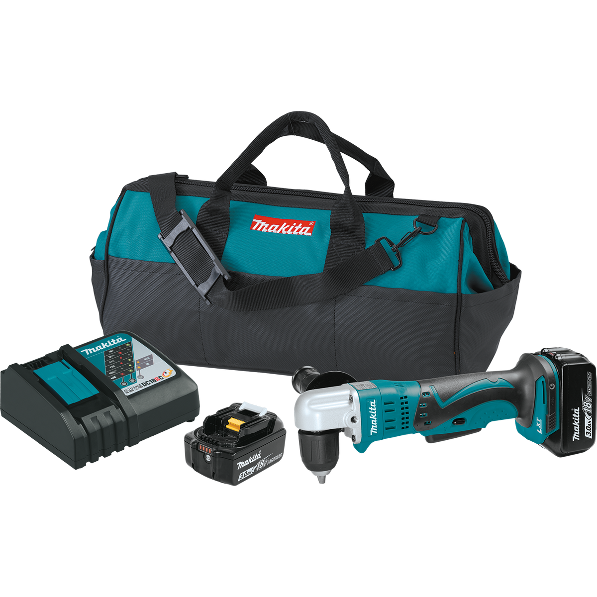 Makita 18V LXT 3/8 in. Cordless Angle Drill Kit with (2) 3.0Ah Batteries, Charger and Tool Bag