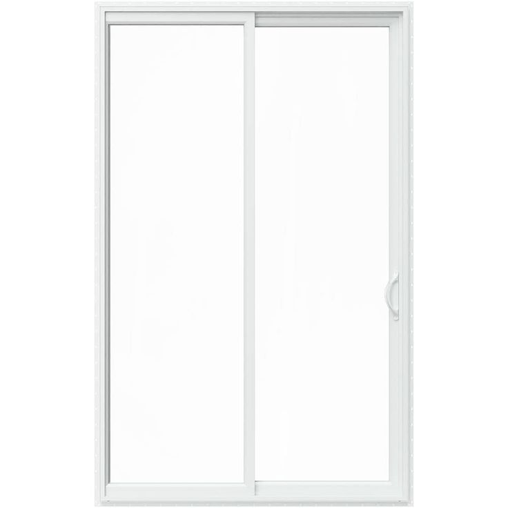 JELD-WEN 96-in x 80-in 4-9/16-in Low-e White Vinyl Sliding Right-Hand Sliding Double Patio Door Screen Included