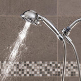9-Spray 4.5 in. Single Wall Mount Low Flow Handheld Rain Shower Head in Chrome