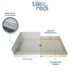 Redi Base 48 in. x 72 in. Single Threshold Shower Base with Center Drain and Polished Chrome Drain Plate - Super Arbor