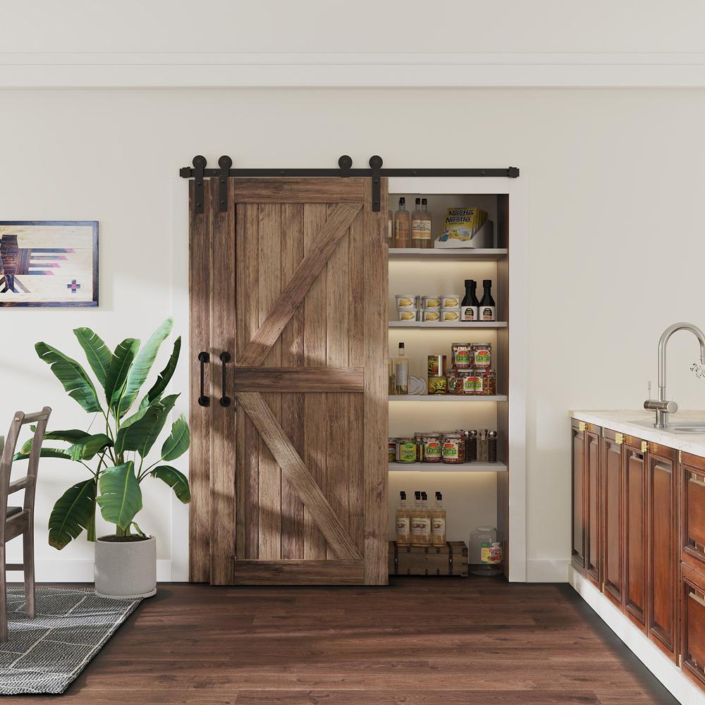 5 ft./60 in. Single Track Bypass Sliding Barn Door Hardware Kit for Double Doors, Low Ceiling - Super Arbor