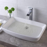 24 in. x 15 in. Modern Rectangle Bathroom Above in White Porcelain Ceramic Vessel Vanity Sink Art Basin - Super Arbor