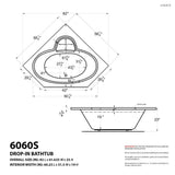 Malachite 5 ft. Acrylic Center Drain Corner Drop-in Non-Whirlpool Bathtub in White - Super Arbor
