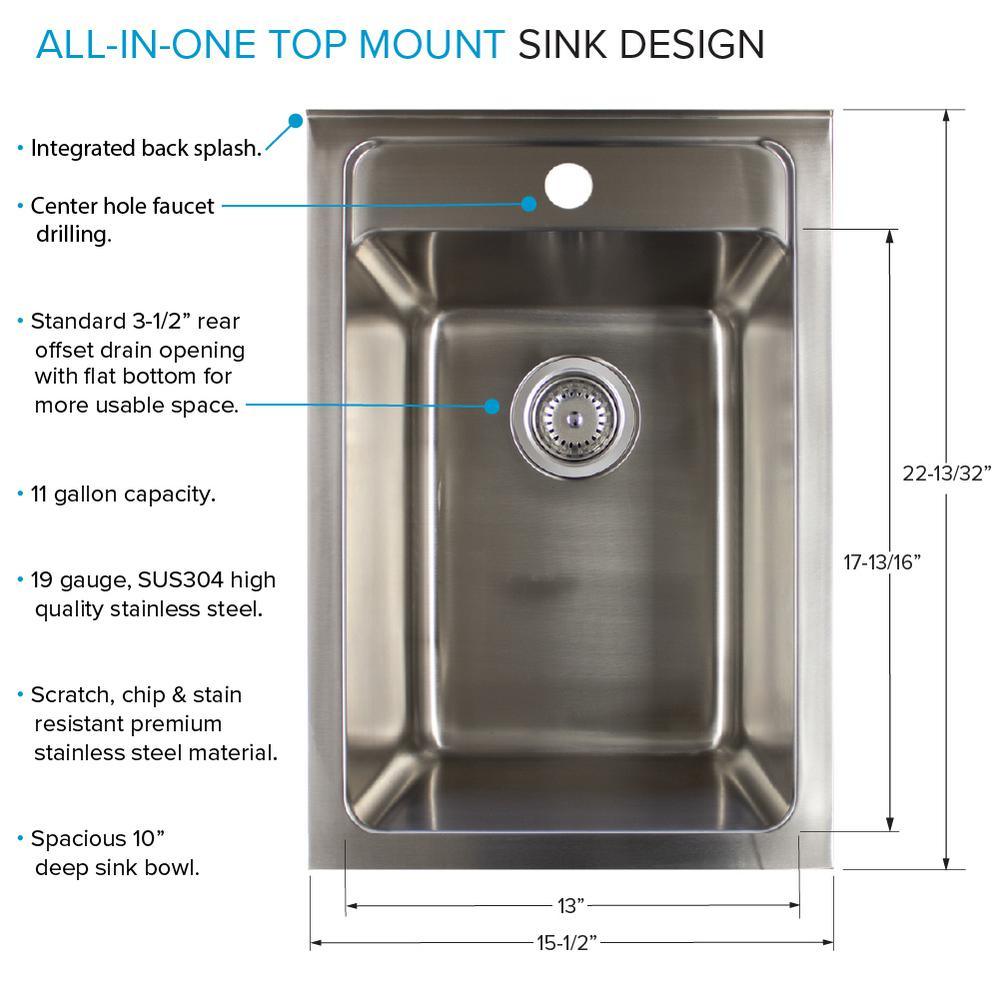 All-in-One 15.5 in. x 22.4 in. x 34.9 in. Metal Drop-In Laundry/Utility Sink and Cabinet in White - Super Arbor
