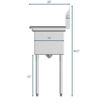 Freestanding Stainless Steel 45 in. 2-Hole Triple Bowl Commercial Kitchen Sink