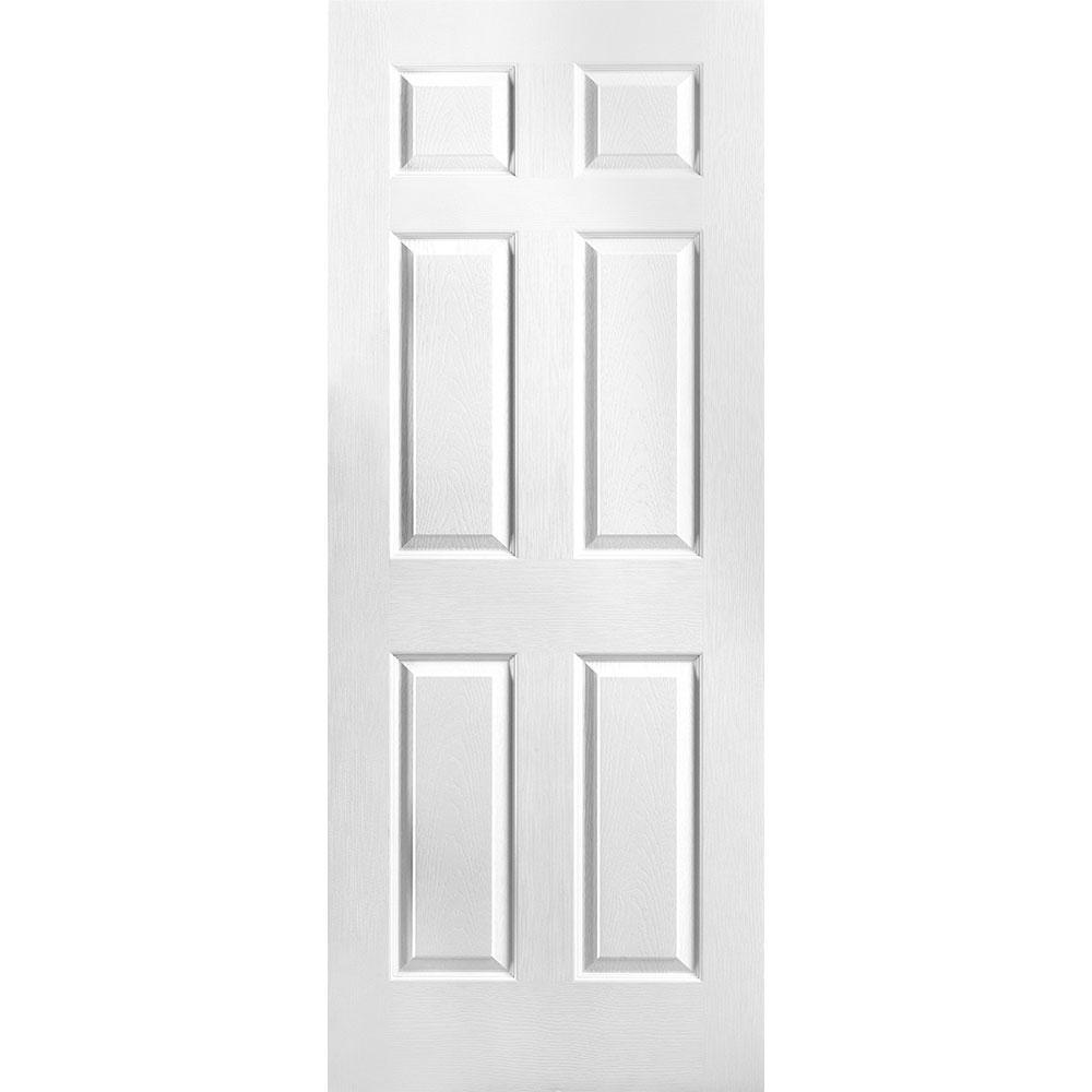 30 in. x 80 in. Textured 6-Panel Hollow Core Primed Composite Interior Door Slab - Super Arbor